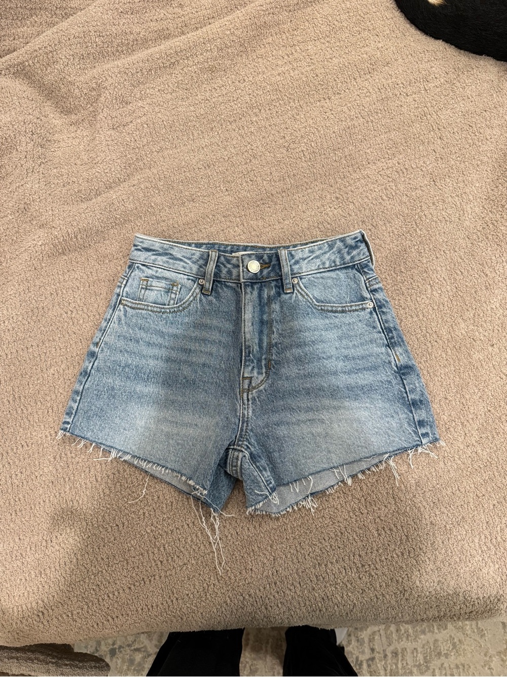 Pac Sun High-Rise Light Blue Denim Shorts with Frayed Hem